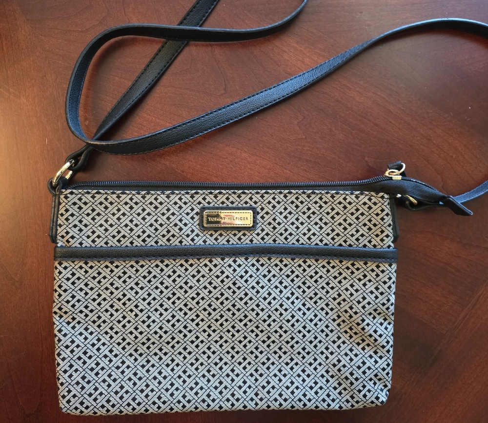 Tommy Hilfiger Black and White Crossbody Bag